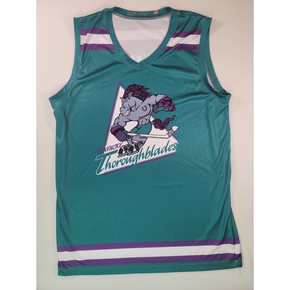 Kentucky Thoroughblades Hockey Jersey Teal Purple USA Adult‎ Large